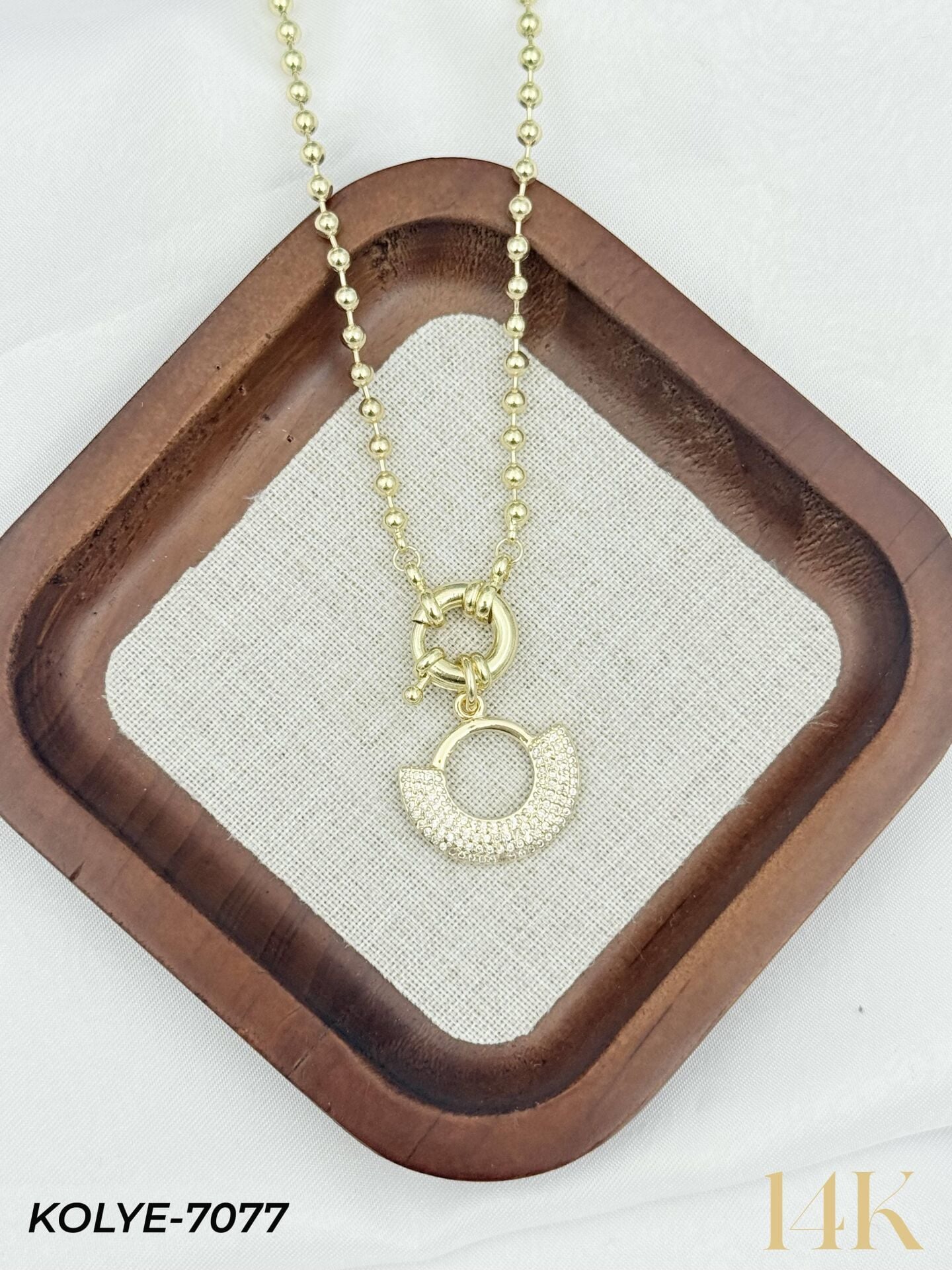 14K Tasarım Gemici Kilit Kolye 50cm // KOLYE-7077