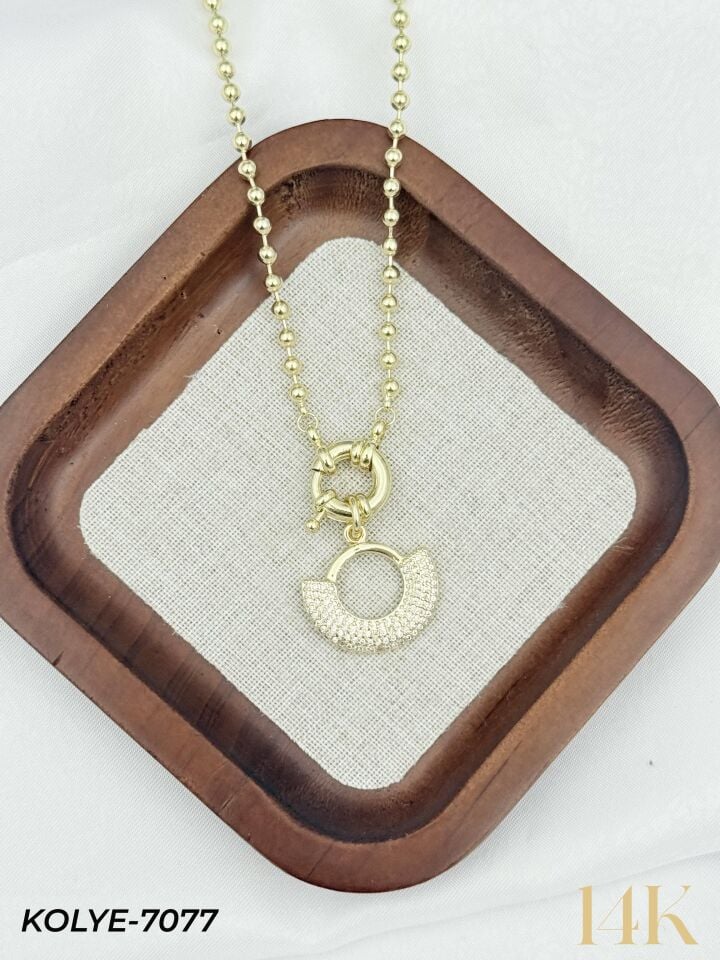 14K Tasarım Gemici Kilit Kolye 50cm // KOLYE-7077