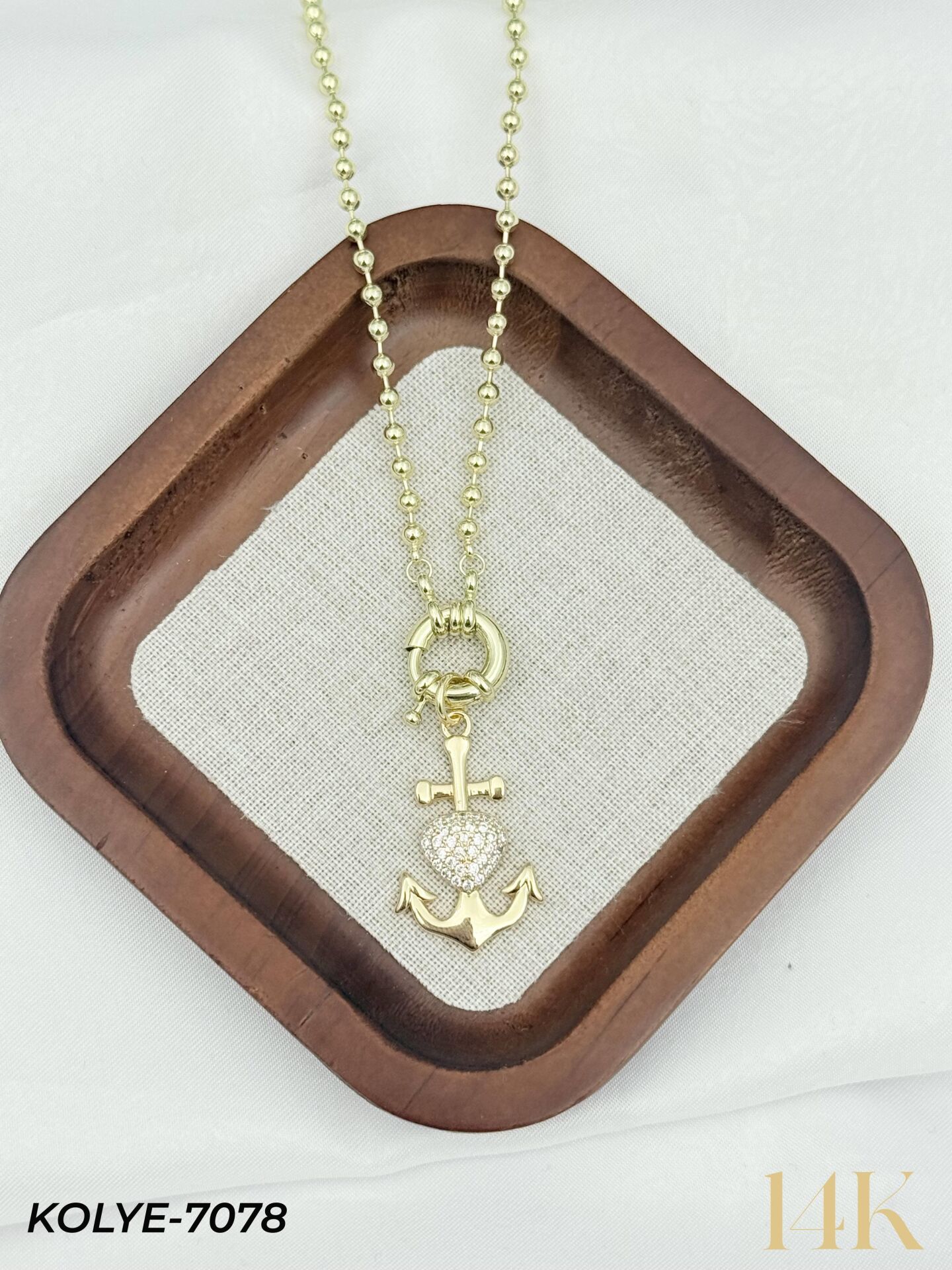14K Tasarım Gemici Kilit Kolye 50cm // KOLYE-7078