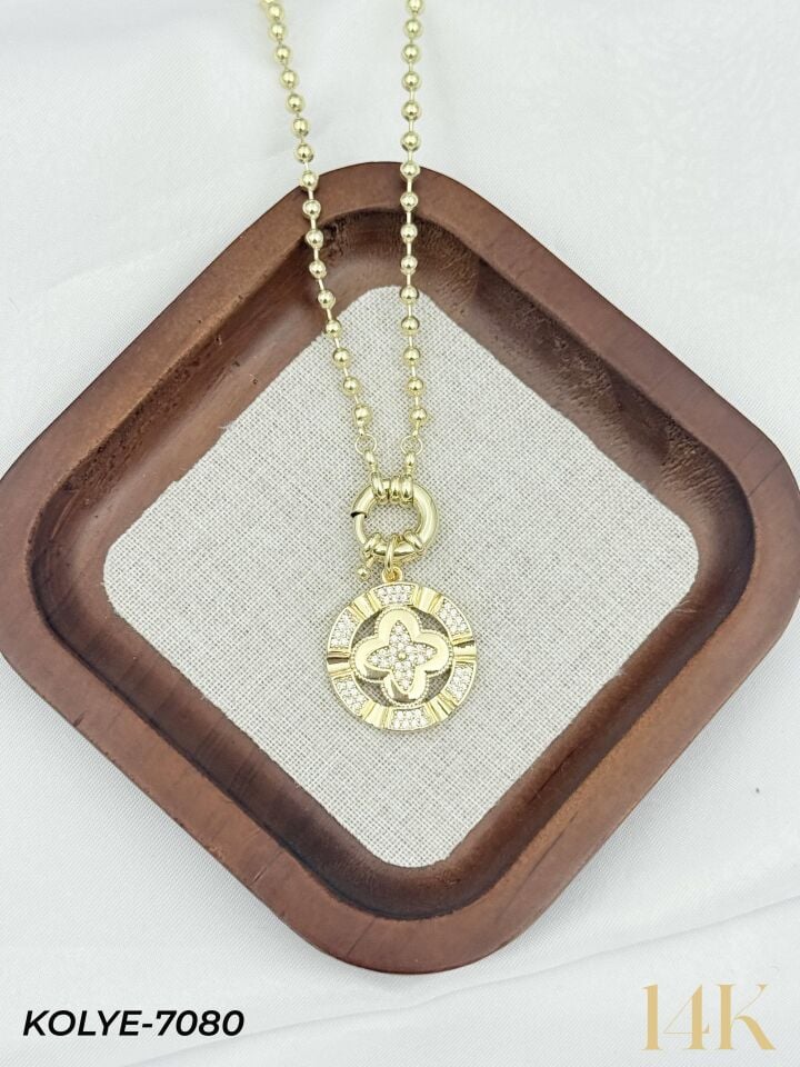 14K Tasarım Gemici Kilit Kolye 50cm // KOLYE-7080