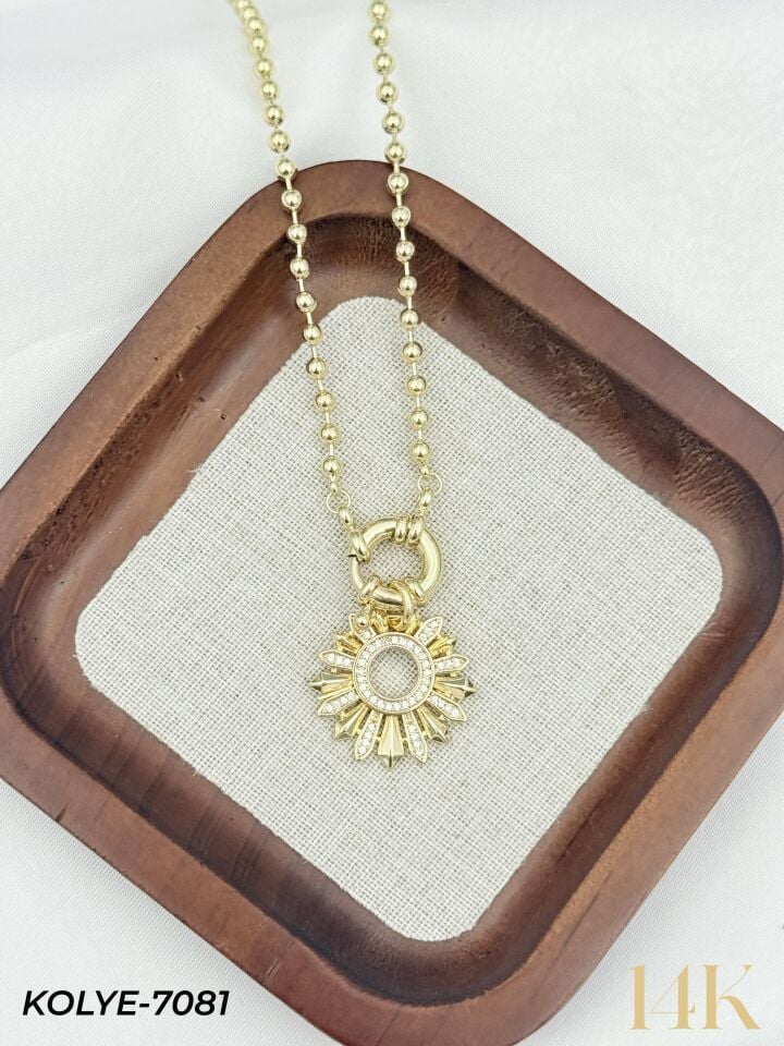 14K Tasarım Gemici Kilit Kolye 50cm // KOLYE-7081