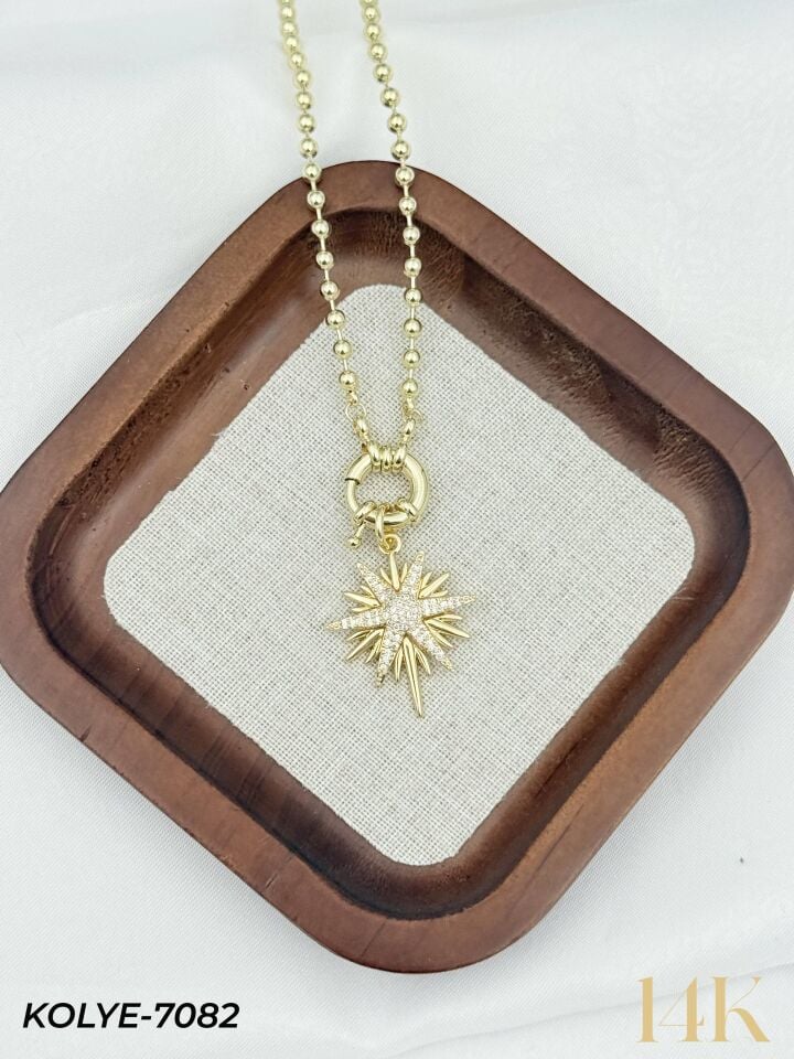 14K Tasarım Gemici Kilit Kolye 50cm // KOLYE-7082