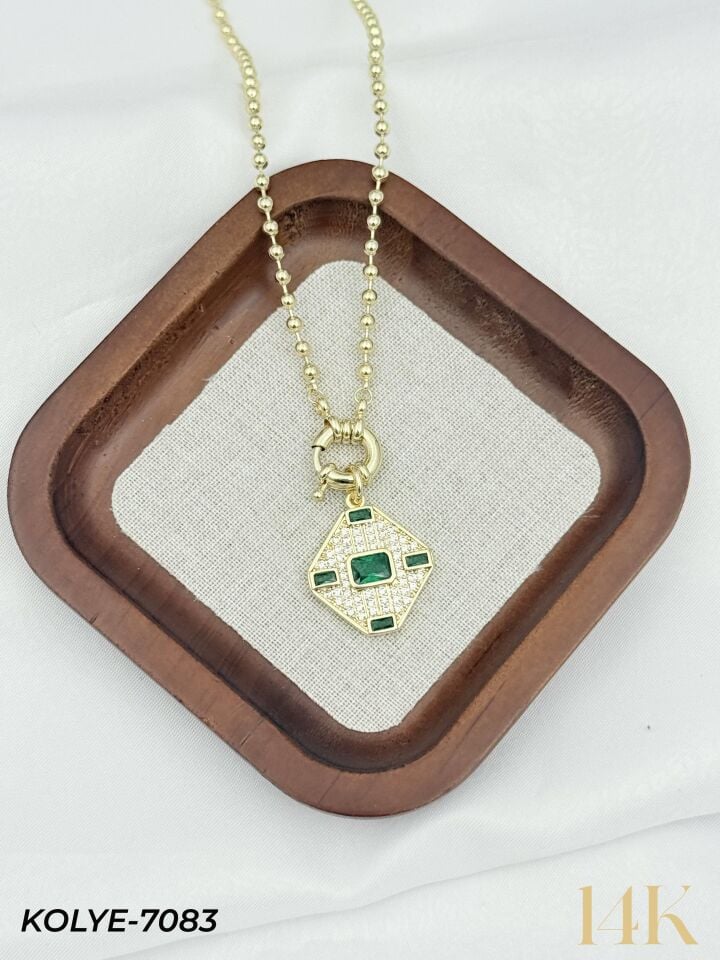 14K Tasarım Gemici Kilit Kolye 50cm // KOLYE-7083