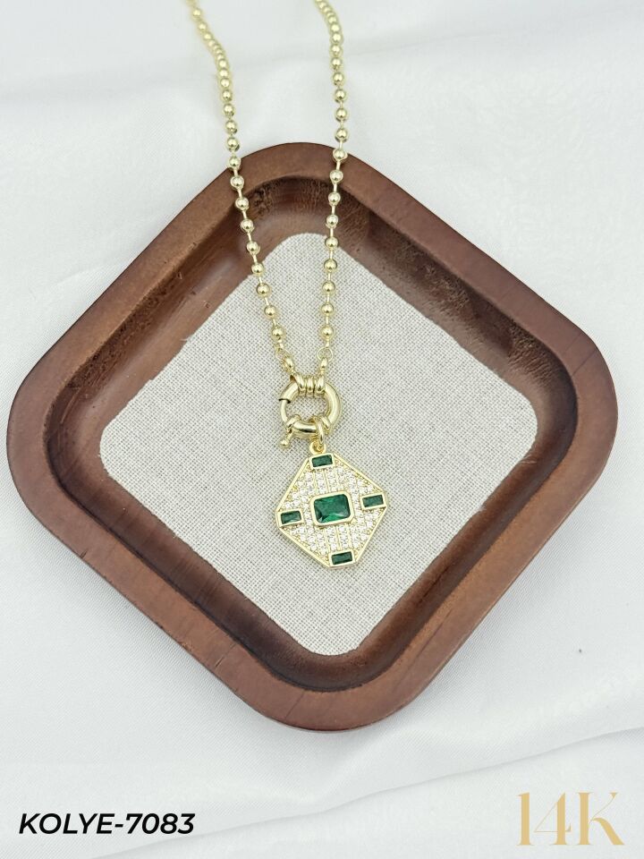 14K Tasarım Gemici Kilit Kolye 50cm // KOLYE-7083