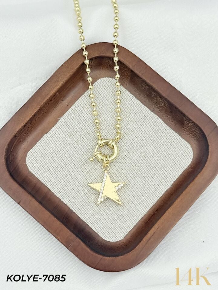 14K Tasarım Gemici Kilit Kolye 50cm // KOLYE-7085