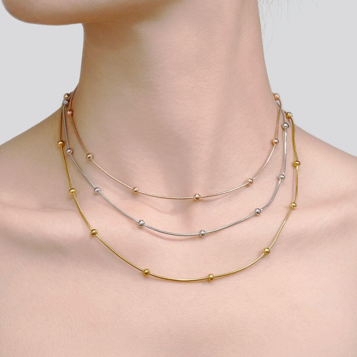 Çelik 3 Renk 3'lü Dorika Kolye // KOLYE-2147