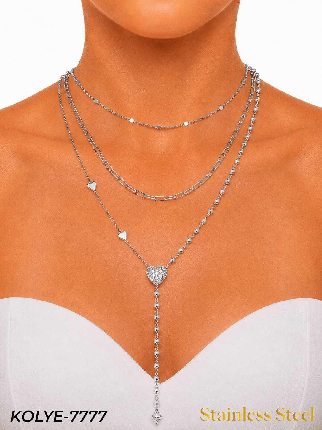 14K Çoklu Kolye Silver // KOLYE-7777