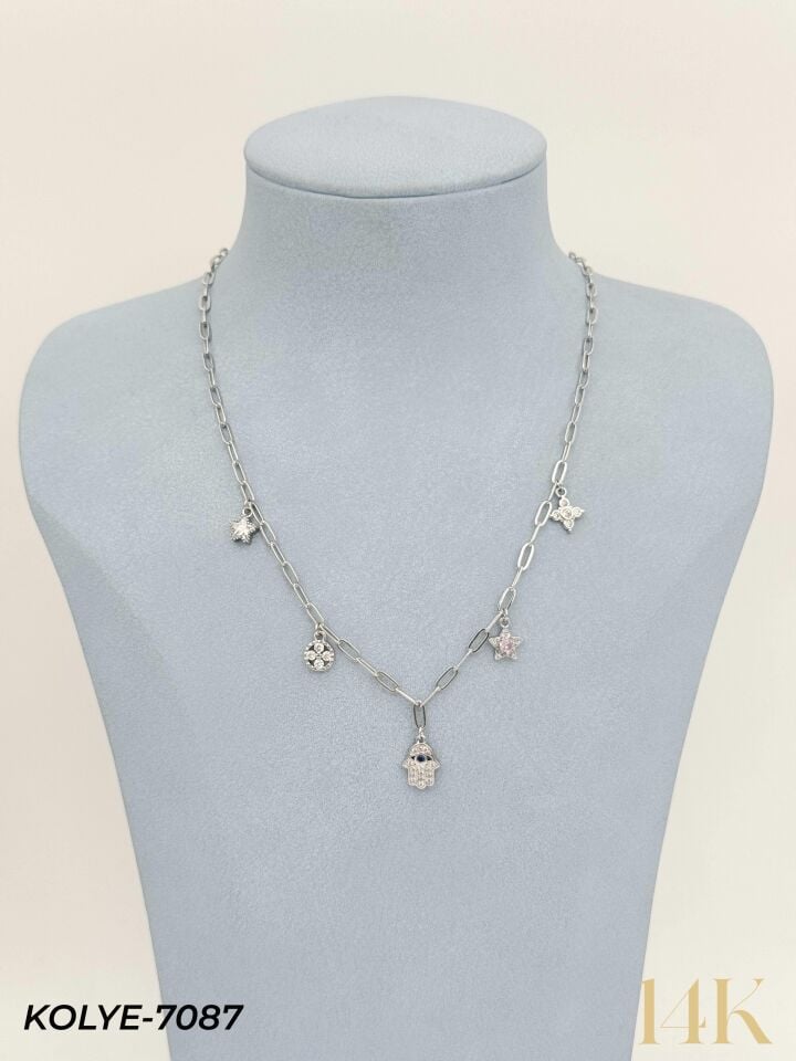 14K Charmlı Kolye 45cm // KOLYE-7087