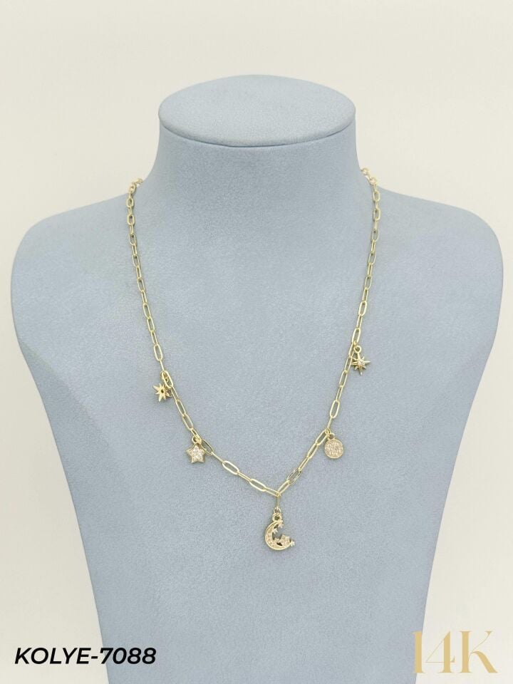 14K Charmlı Kolye 45cm // KOLYE-7088
