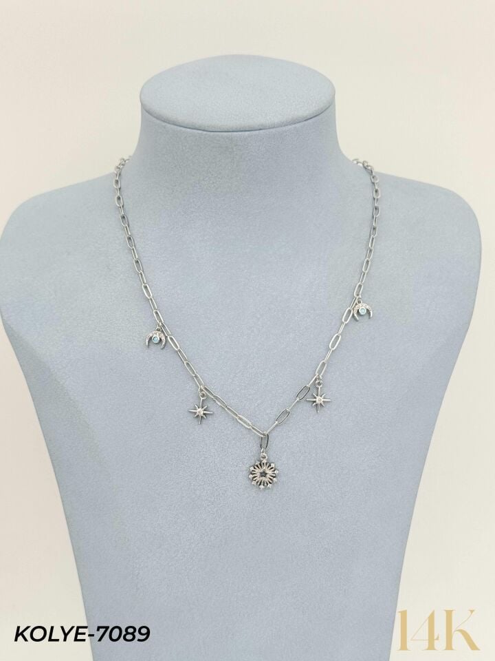 14K Charmlı Kolye 45cm // KOLYE-7089