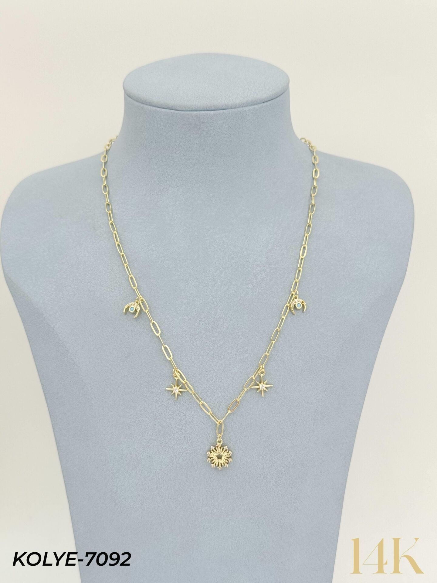 14K Charmlı Kolye 45cm // KOLYE-7092