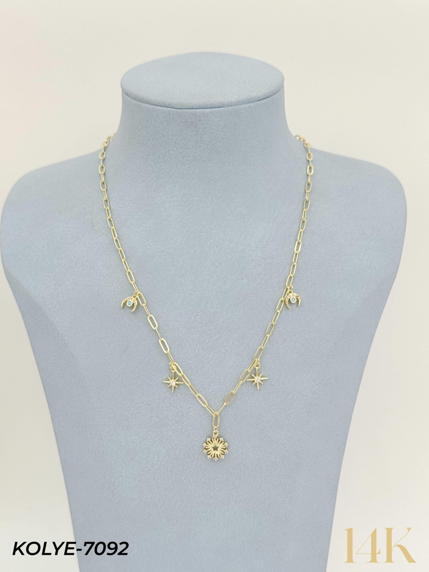 14K Charmlı Kolye 45cm // KOLYE-7092