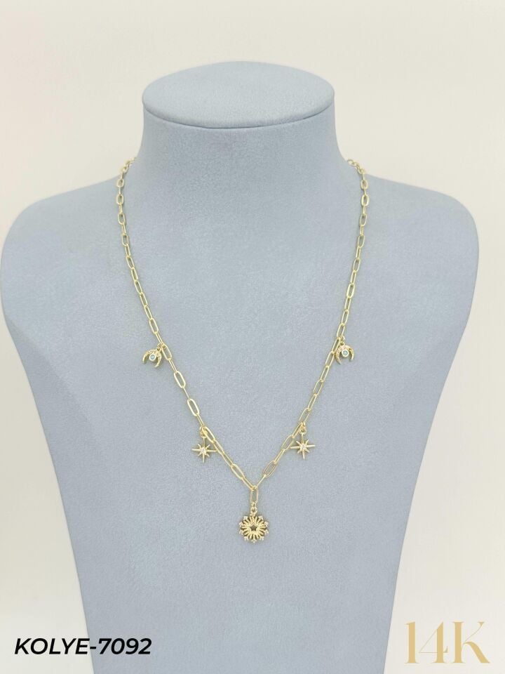 14K Charmlı Kolye 45cm // KOLYE-7092