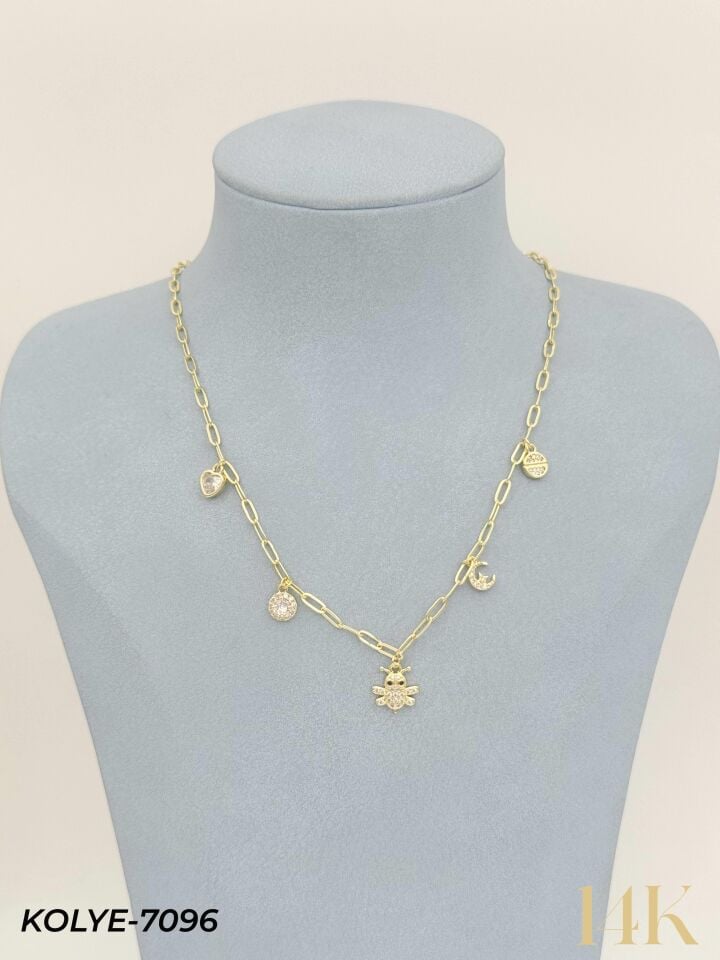 14K Charmlı Kolye 45cm // KOLYE-7096