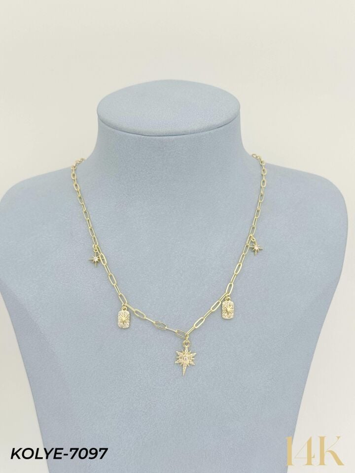 14K Charmlı Kolye 45cm // KOLYE-7097