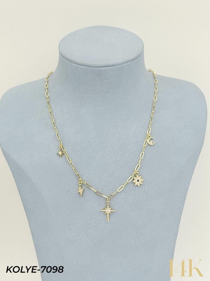 14K Charmlı Kolye 45cm // KOLYE-7098