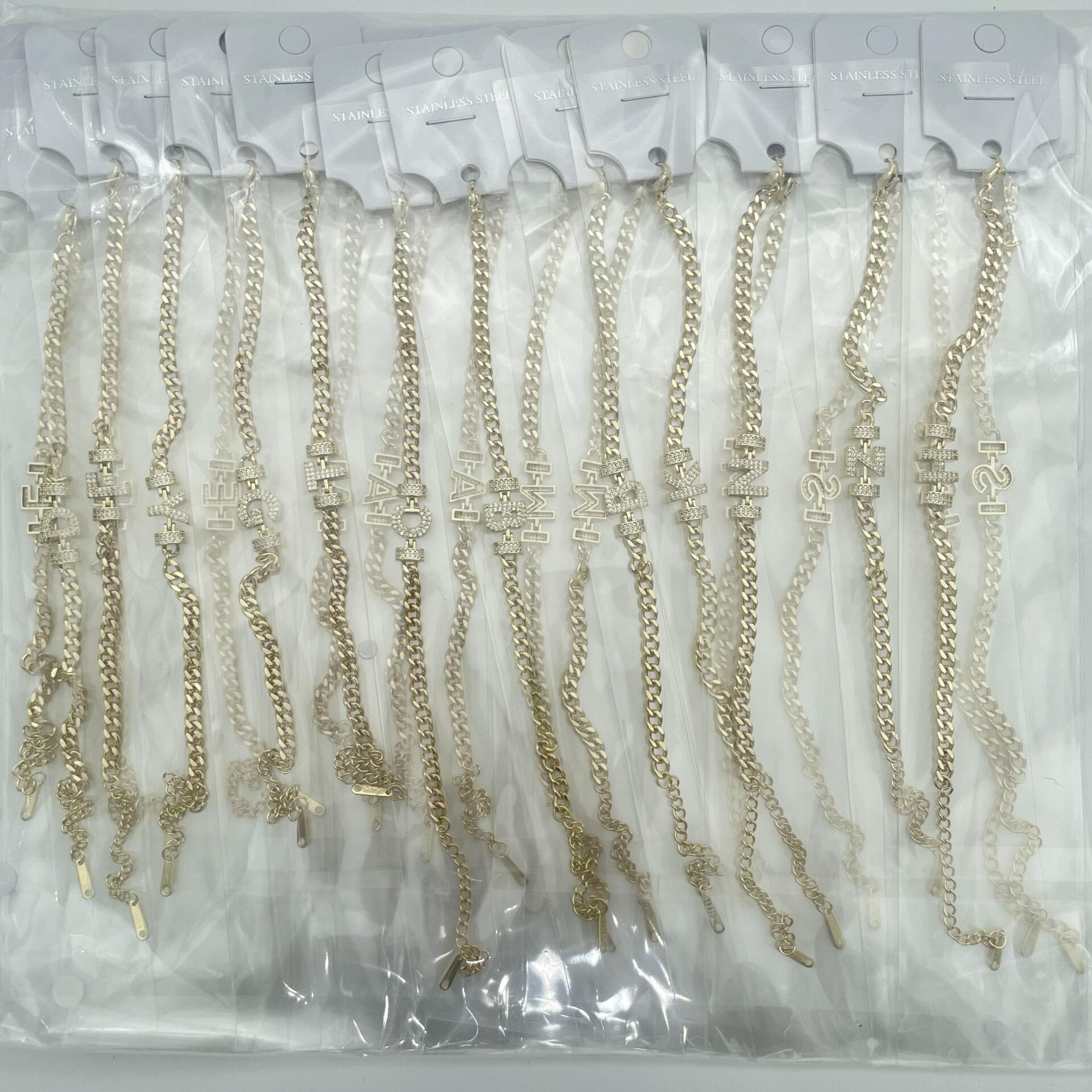 24'lü Paket 14K Kuyumcu Model Harf  Bileklik // BILEK-7275
