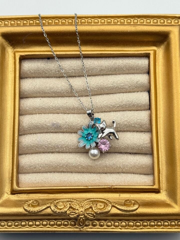 Çelik Çiçek Kolye 45cm // KOLYE-5754