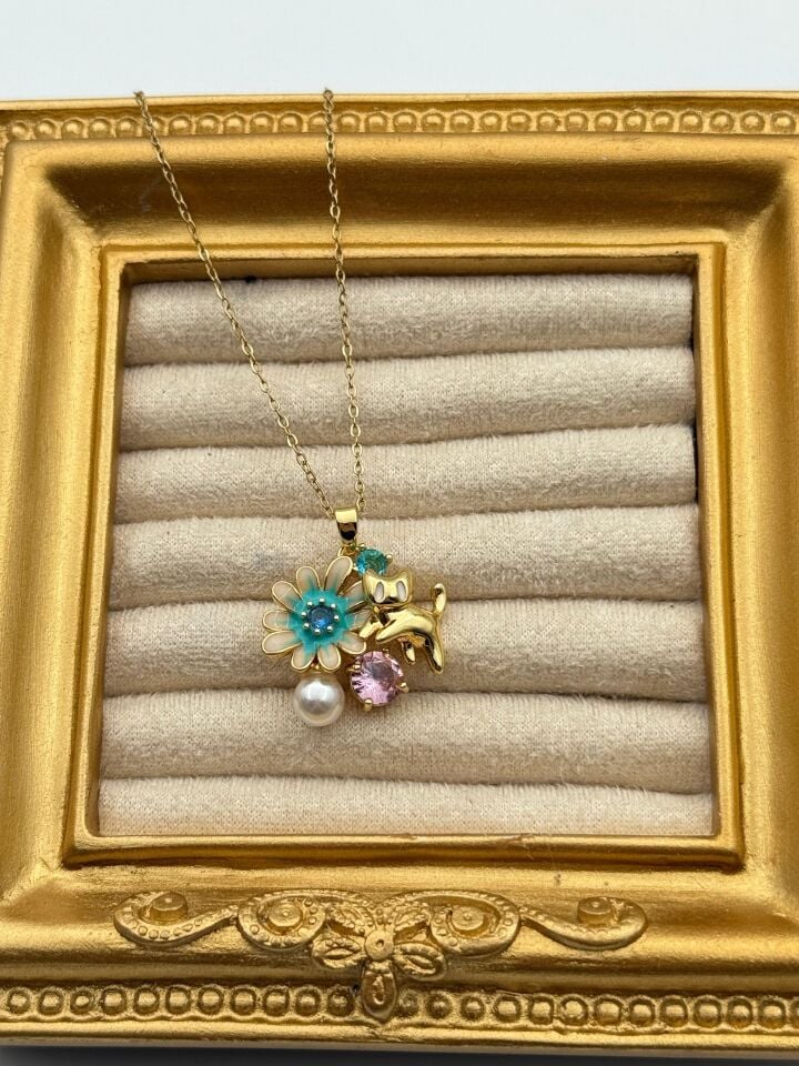 Çelik Çiçek Kolye 45cm // KOLYE-5755