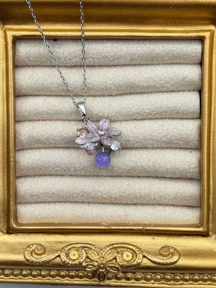 Çelik Çiçek Kolye 45cm // KOLYE-5757