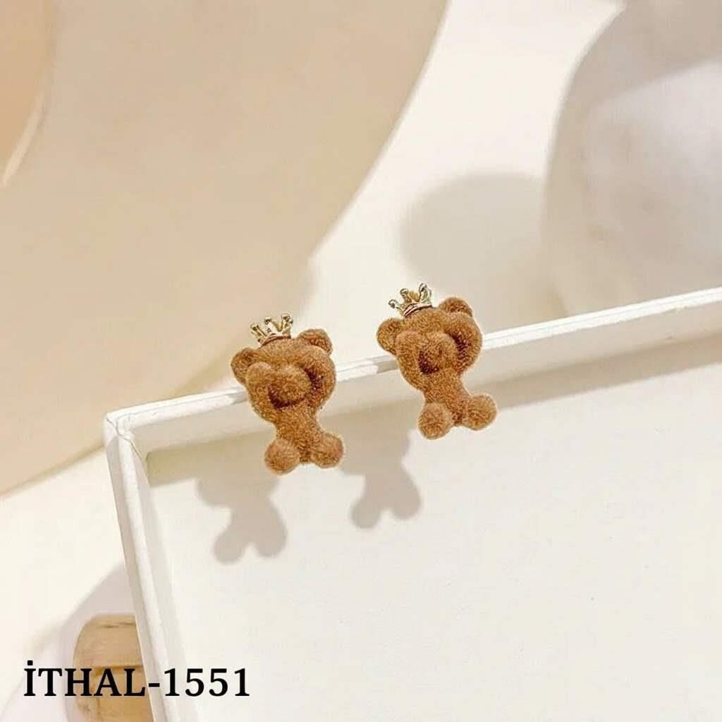 VİP Shy Teddy Küpe Koyu Renk // İTHAL-1551