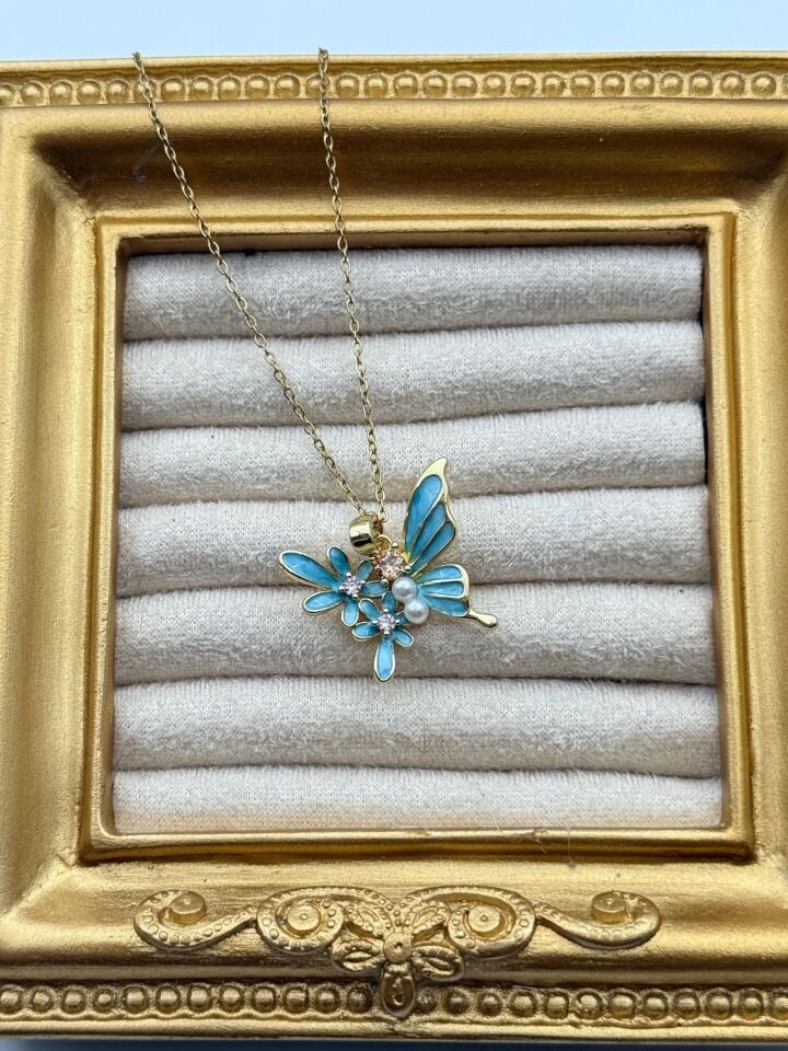 Çelik Kelebek Kolye 45cm // KOLYE-5761