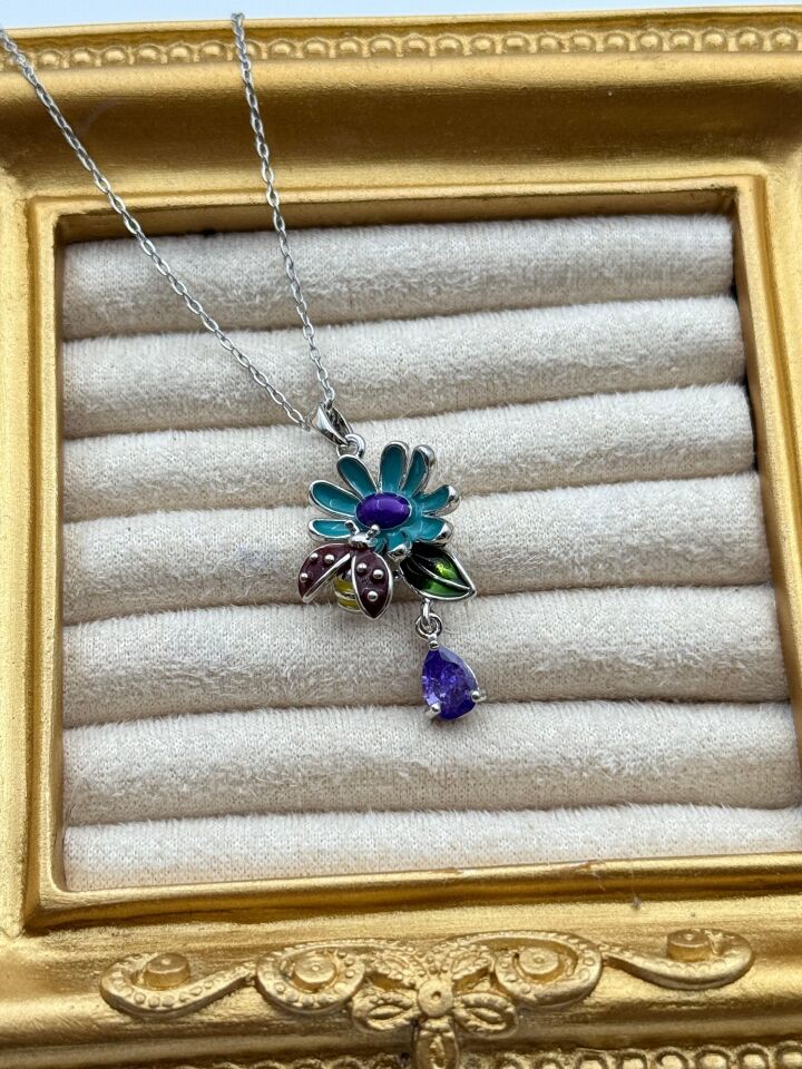 Çelik Çiçek Kolye 45cm // KOLYE-5763