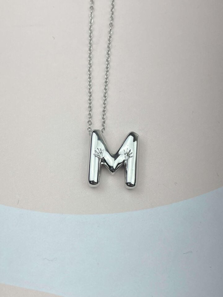 Çelik Balon Harf Kolye 45cm (M) // KOLYE-2997