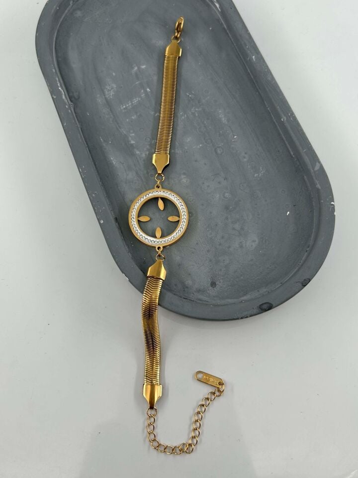 Çelik Çeyrek Takılabilen Bileklik // BILEK-4791