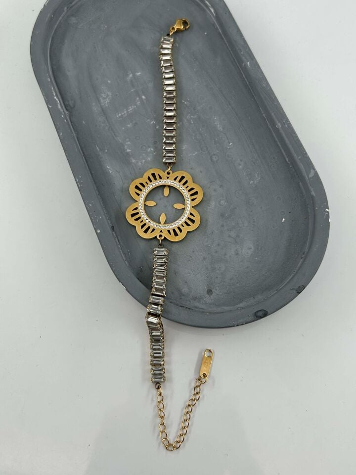 Çelik Çeyrek Takılabilen Bileklik // BILEK-4792