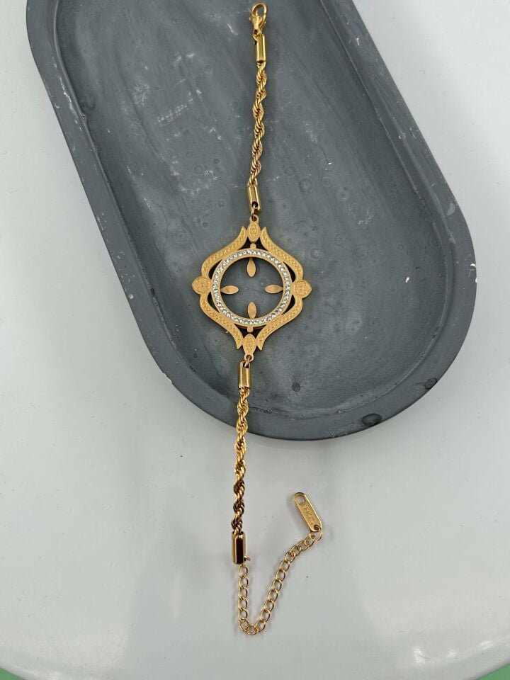 Çelik Çeyrek Takılabilen Bileklik // BILEK-4793