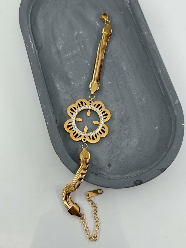 Çelik Çeyrek Takılabilen Bileklik // BILEK-4794