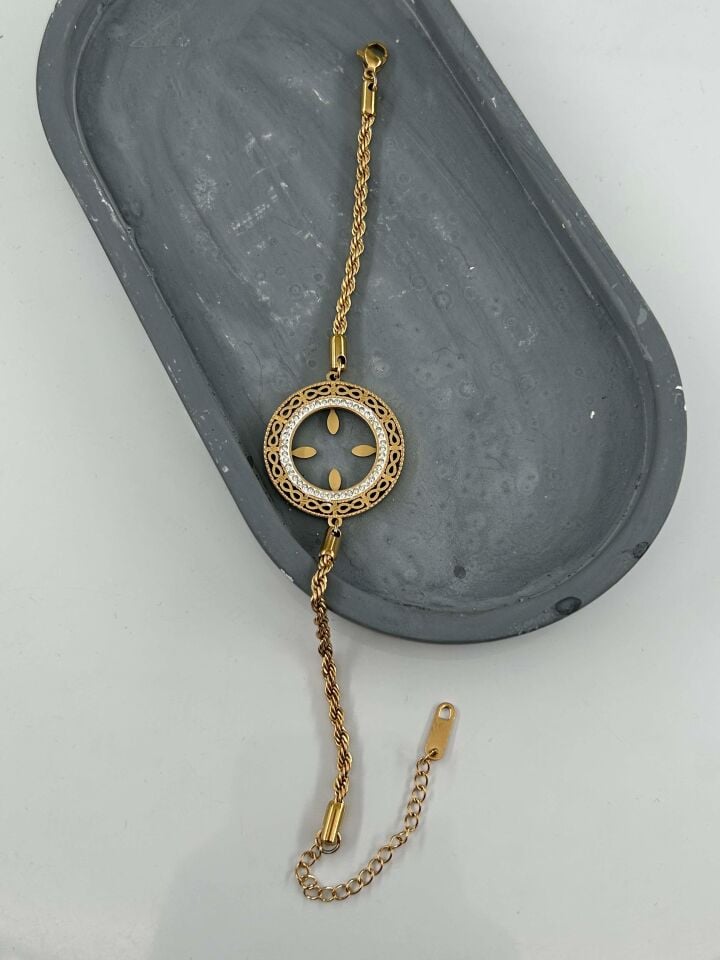 Çelik Çeyrek Takılabilen Bileklik // BILEK-4796