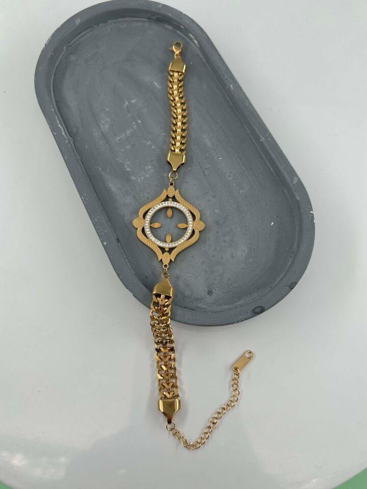 Çelik Çeyrek Takılabilen Bileklik // BILEK-4799