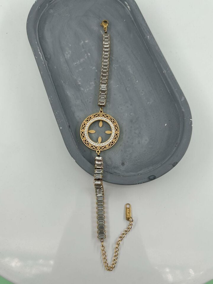 Çelik Çeyrek Takılabilen Bileklik // BILEK-4800