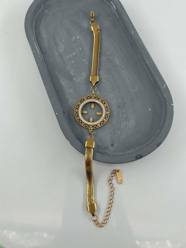 Çelik Çeyrek Takılabilen Bileklik // BILEK-4801