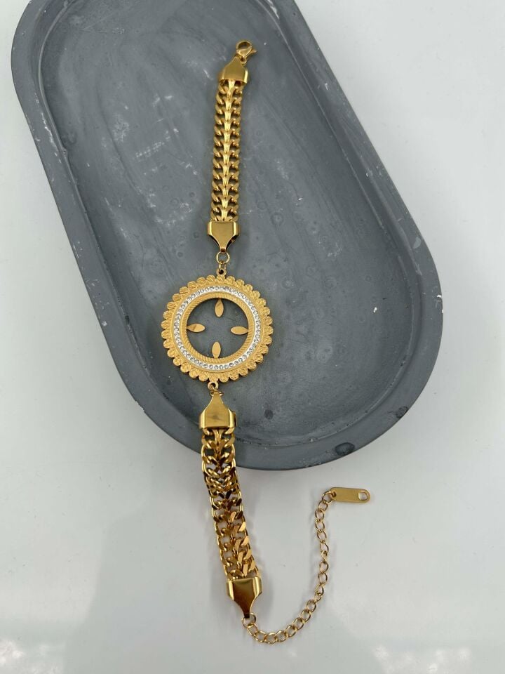 Çelik Çeyrek Takılabilen Bileklik // BILEK-4803