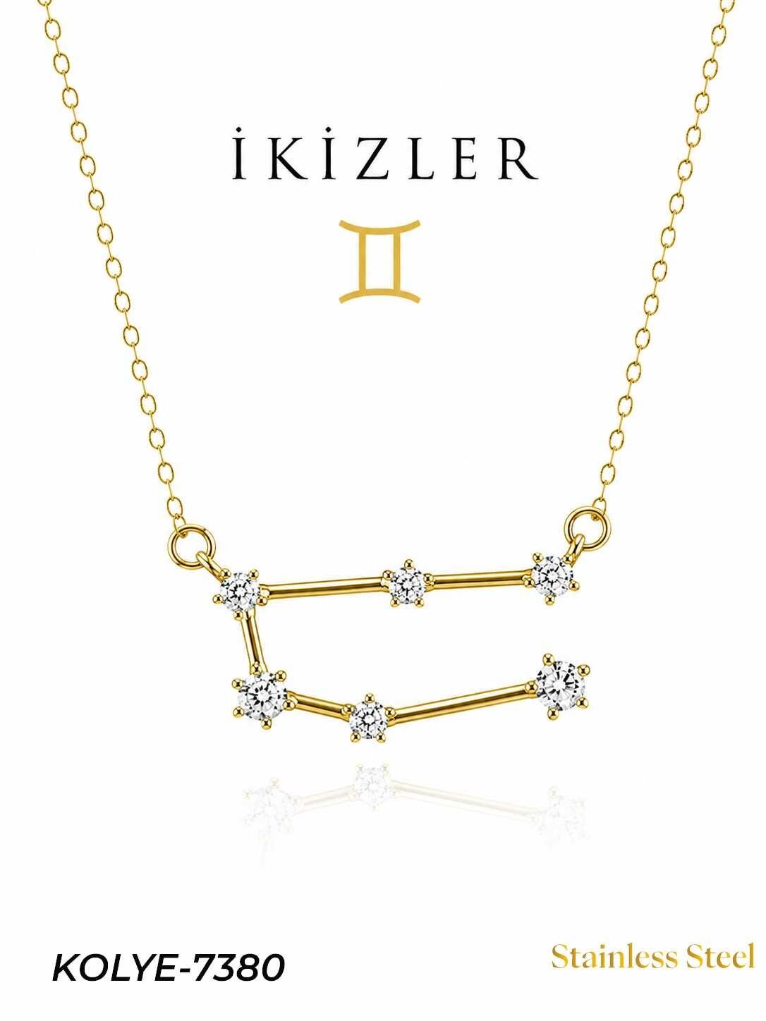 Çelik Yıldız Haritası Kolye İkizler // KOLYE-7380
