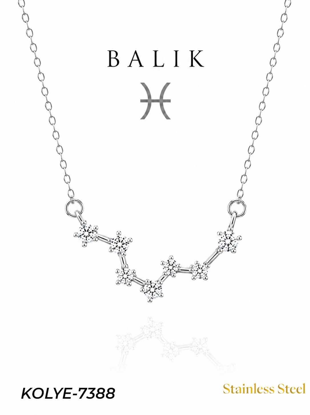 Çelik Yıldız Haritası Kolye Balık // KOLYE-7388
