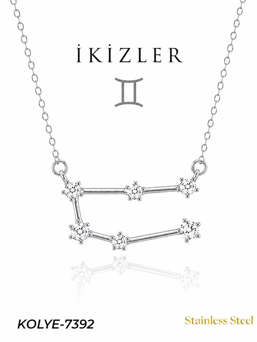 Çelik Yıldız Haritası Kolye İkizler // KOLYE-7392