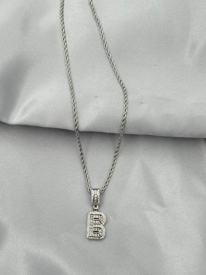 Çelik Harf Kolye 60cm // KOLYE-5426