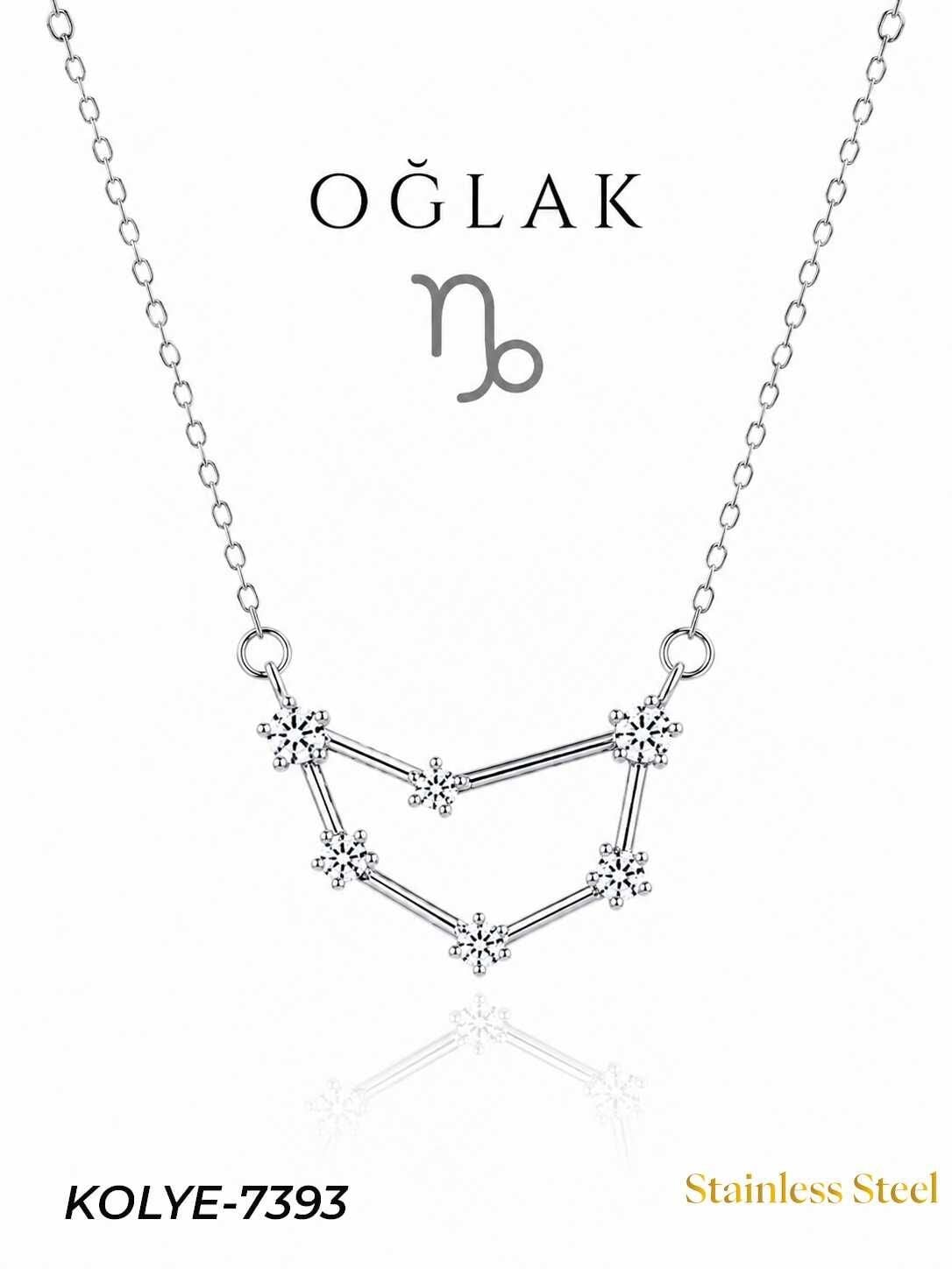 Çelik Yıldız Haritası Kolye Oğlak // KOLYE-7393