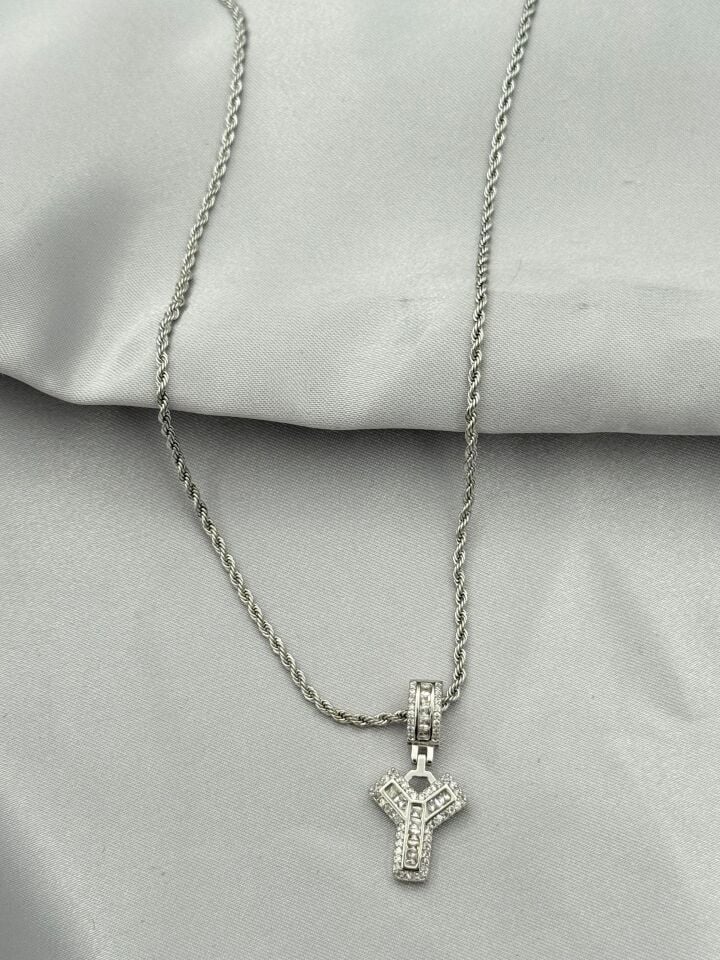 Çelik Harf Kolye 60cm // KOLYE-5427