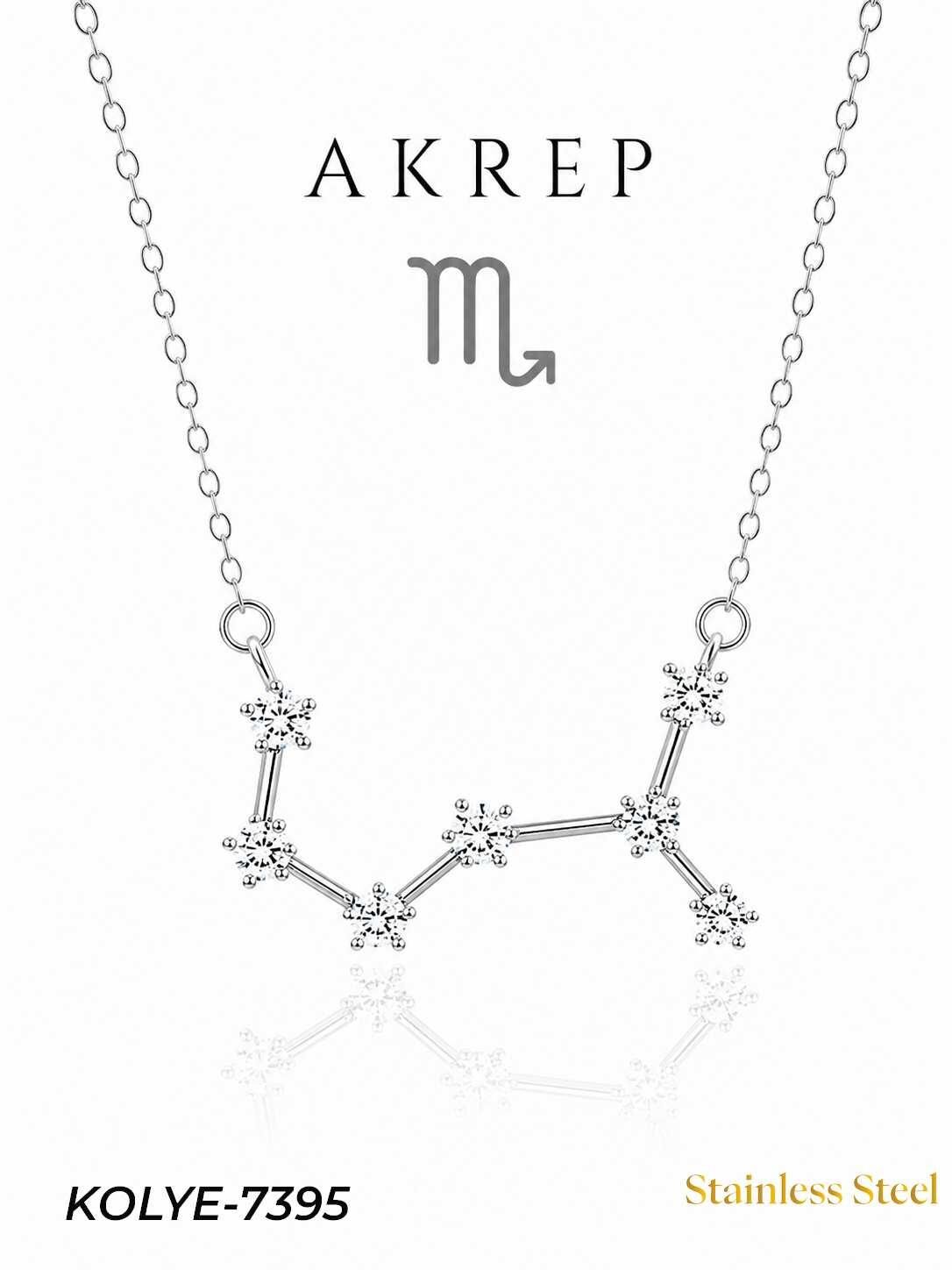 Çelik Yıldız Haritası Kolye Akrep // KOLYE-7395