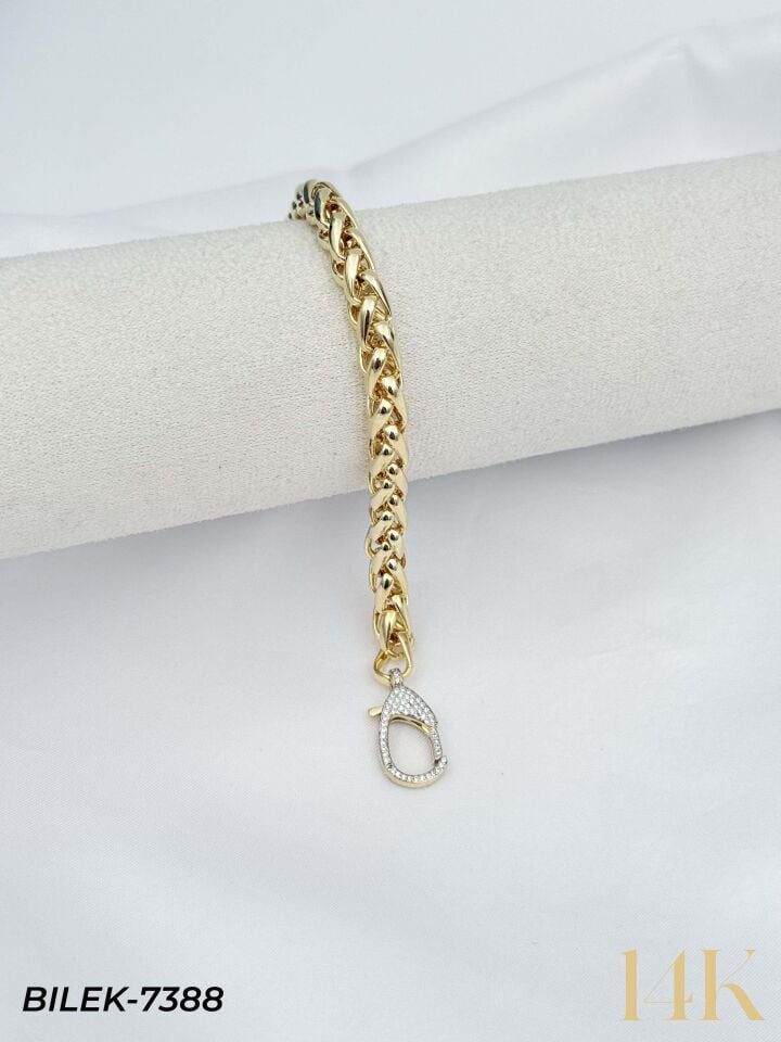 14K Taşlı Kilit Gurmet Bileklik // BILEK-7388