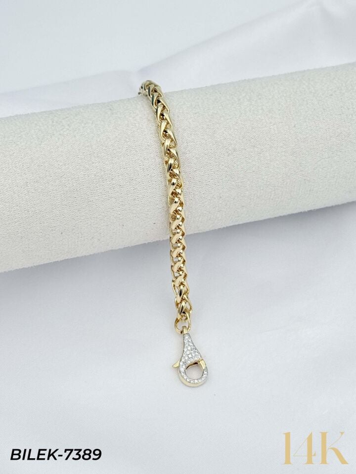 14K Taşlı Kilit Gurmet Bileklik // BILEK-7389