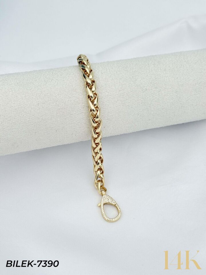 14K Taşlı Kilit Gurmet Bileklik // BILEK-7390