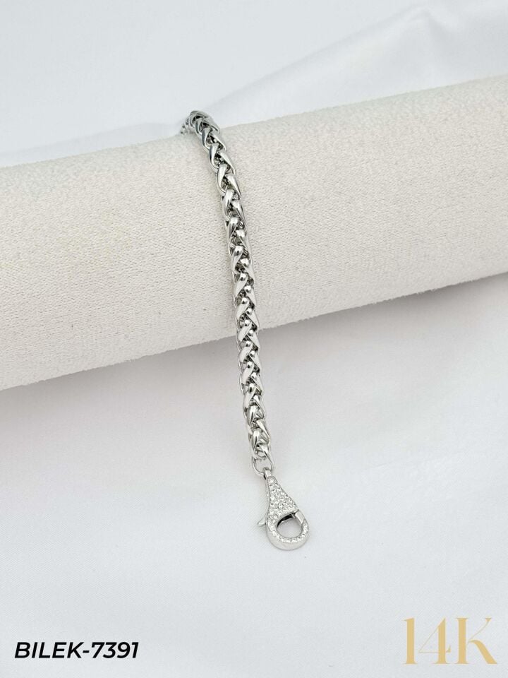 14K Taşlı Kilit Gurmet Bileklik // BILEK-7391