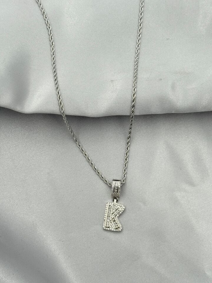 Çelik Harf Kolye 60cm // KOLYE-5432