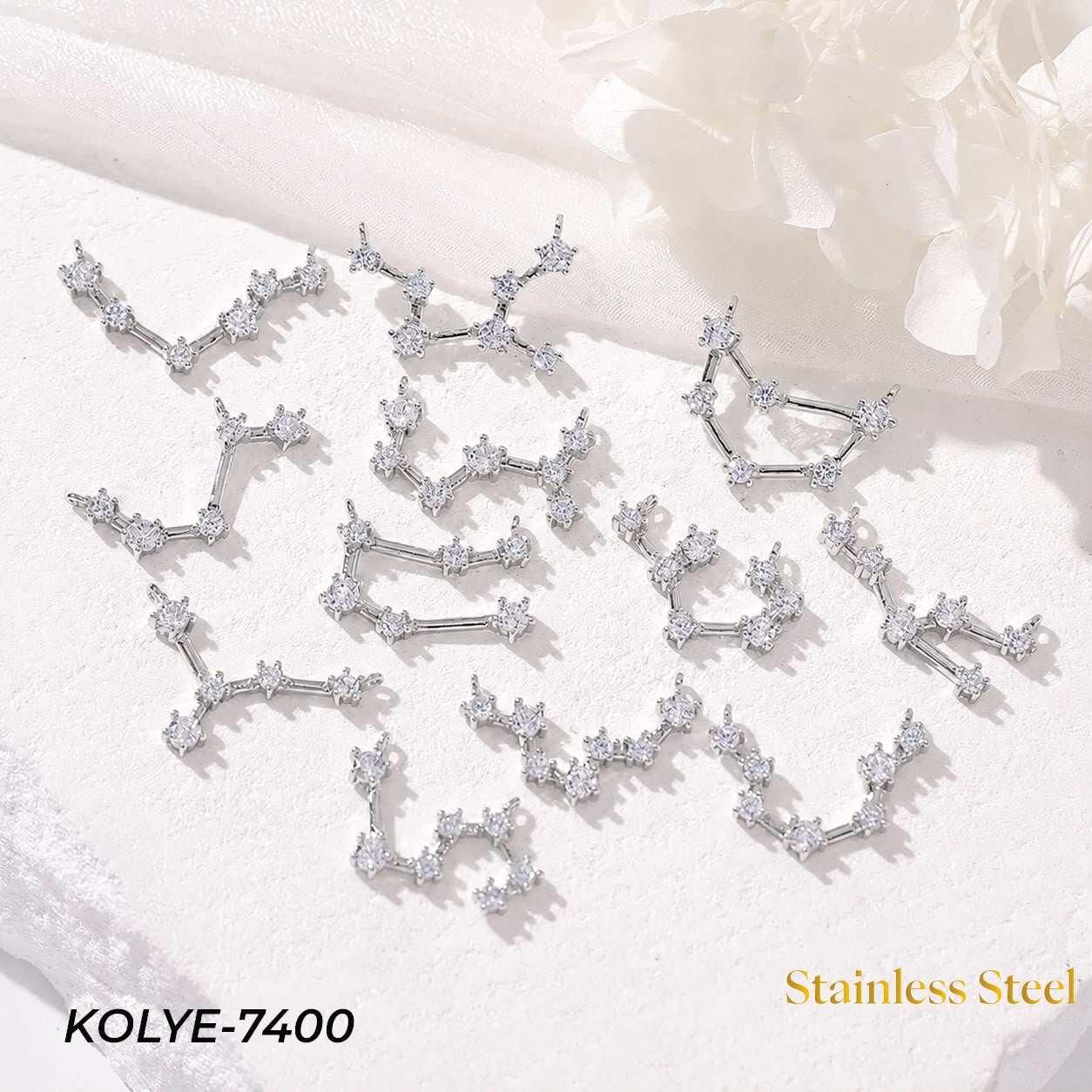 Çelik Yıldız Haritası Kolye 12'li Paket // KOLYE-7400